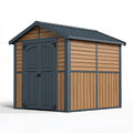 Gartengerätehaus 200 x 150 x 200 cm Holz Metall Braun Anthrazit mit Doppeltür