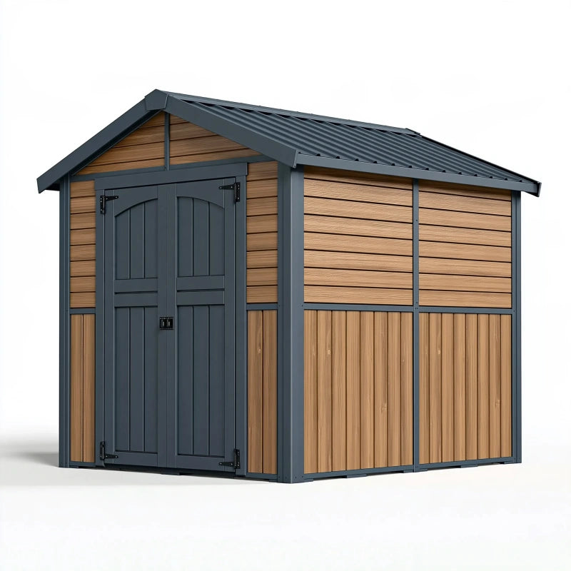 Gartengerätehaus 200 x 150 x 200 cm Holz Metall Braun Anthrazit mit Doppeltür