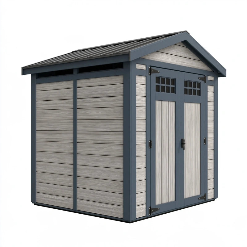 Gartenhaus 183 x 122 x 204 cm Grau Kunststoff mit Metallrahmen und Doppeltür