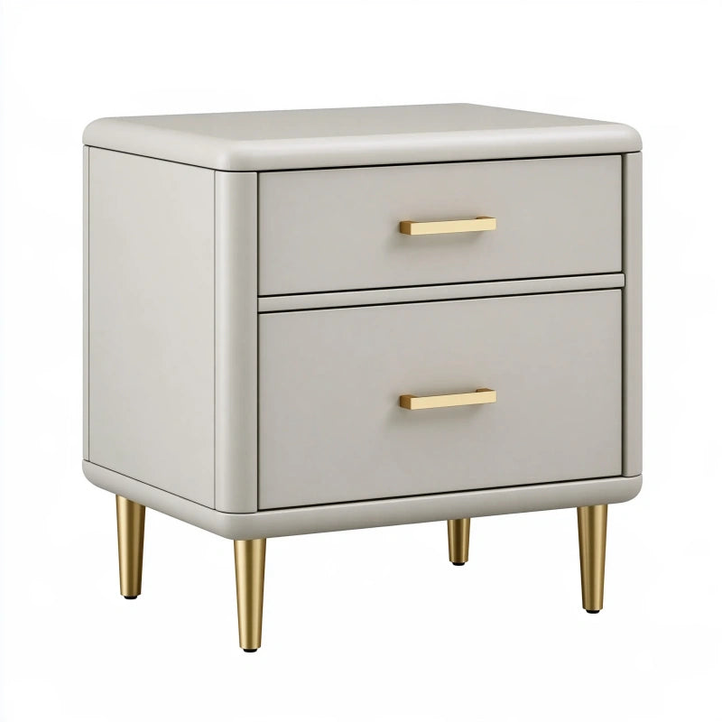Nachttisch 50 x 40 x 55 cm aus Holzwerkstoff in Beige mit 2 Schubladen