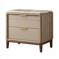 Nachttisch 60 x 45 x 60 cm Kunstleder Beige mit Marmorplatte und 2 Schubladen