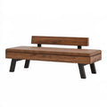 Sitzbank 180 cm aus Holz mit brauner Polsterung und Rückenlehne