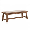 Sitzbank 120 x 40 x 45 cm aus Holz in Braun mit cremefarbenem Sitzpolster im Landhausstil