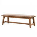 Sitzbank 150 x 40 x 45 cm aus Holz in Braun mit beigem Sitzpolster - gepolstert im skandinavischen Stil