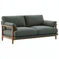 2-Sitzer-Sofa 165 cm in Graugrün mit Holzgestell im skandinavischen Stil