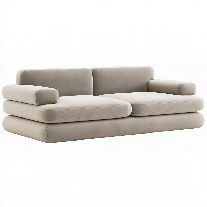 2-Sitzer Sofa 230 cm Stoff Beige mit gepolsterter Sitzfläche