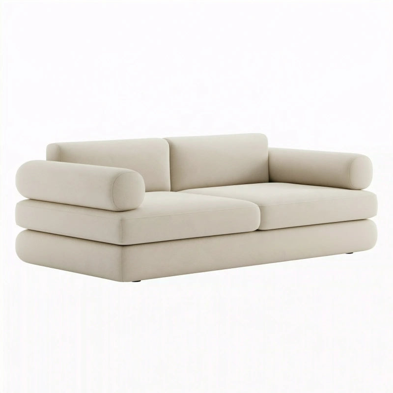 2-Sitzer Sofa 180 x 95 x 78 cm Textil Creme Modernes Wohnzimmermöbel