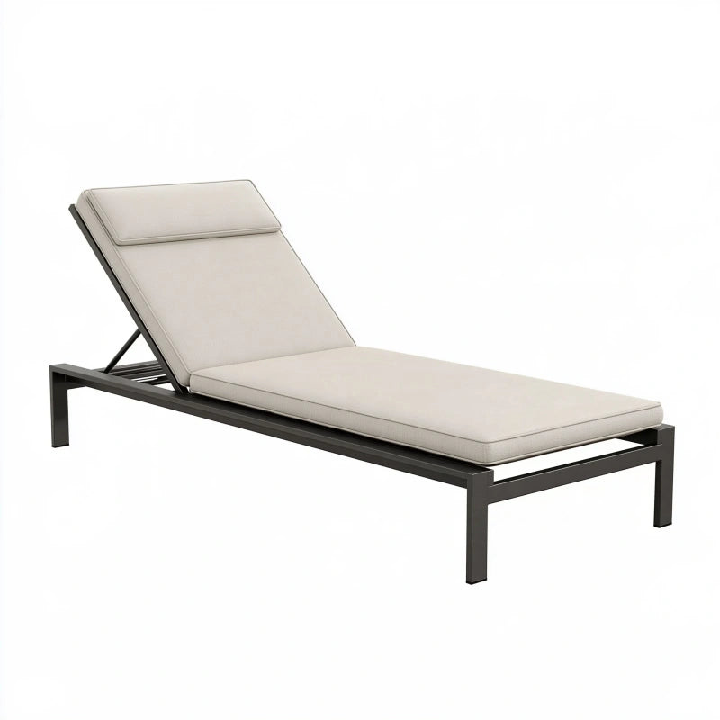 Gartenliege 200 x 70 cm Aluminium Beige mit verstellbarer Rückenlehne