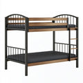 Etagenbett 90 x 200 cm aus Metall und Holz in Schwarz Braun mit Leiter
