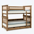 Etagenbett 200 x 90 cm Holz natur/weiss mit Leiter und Stauraum