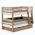 Etagenbett 90 x 200 cm Holz Naturweiss mit Leiter und Schubladen